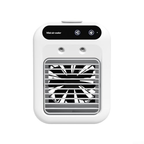 Besttoolifes Ventilador portátil de aire acondicionado personal recargable por USB con batería de 1800 mAh, 2 velocidades y modos de niebla, funcionamiento silencioso para coche, oficina, viajes,
