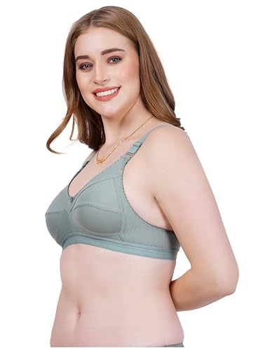 Image of Women Non Padded Bra in B & C Cup - Made of Pure Cotton Full Coverage Non Wired Soft Cup for T-Shirt Saree Dress Sports Garment for Daily Use Everyday