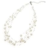 [鎌倉工芸] パール シャワー ネックレス 軽量 真珠 ホワイト アジャスター付 レディース アクセサリー