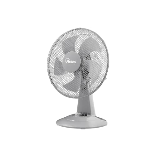 Ardes - AR5ST30G Tischventilator STEELO 30G 5 Flügel - 30 cm Oszillierende Schaufel mit verstellbarer Neigung - Ventilator 3 Geschwindigkeiten leise grau
