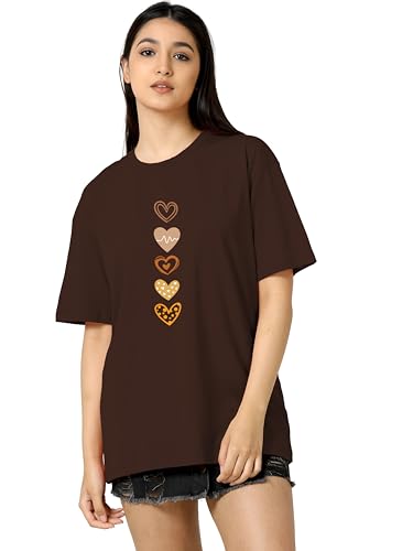 Image of TQH Women's Casual Printed Round Neck, Oversized Longline Drop Shoulder Boho Style T-Shirt