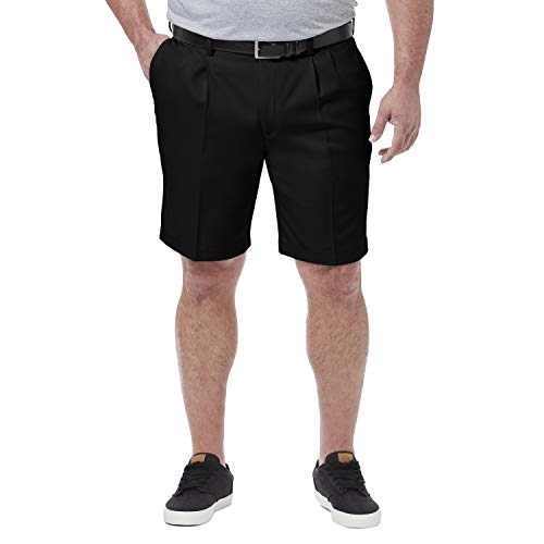 Haggar Men's Big & Tall Cool 18 Pro Pleat Front Short, Black, 46