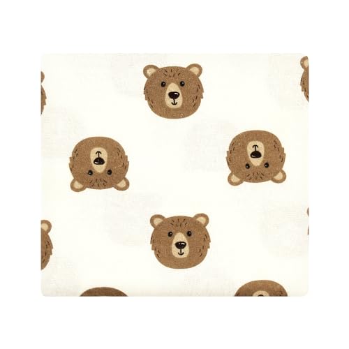 Image of Hudson Baby Unisex Baby Cotton Poly Flannel Receiving Blankets Bundle, Brown Bear, One Size
