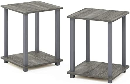 Furinno Simplistic 2-Pack End Table, Side Table, Nightstand, Sonoma Oak/White, 39.6 x 39.6 cm (2-Pack)