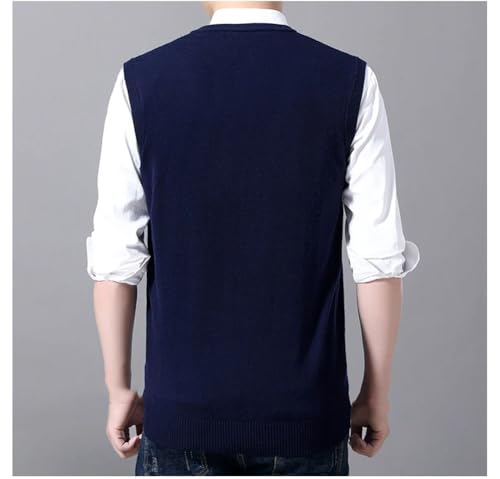 Men Wool Knit Vest Sleeveless Sweaters Waistcoat V-Neck Plaid Pullover Slim Business Tank Top4