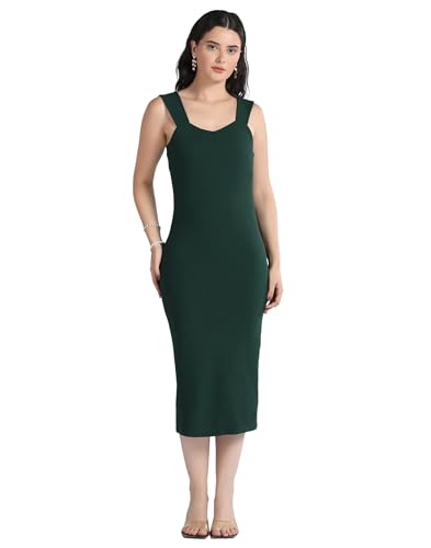 Image of Selvia Women's Calf Length Western Dress Stylish, Lycra Bodycon Dress for Woman Stylish