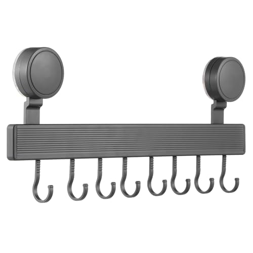 TEMPNAP 強力吸盤フック付 壁掛けキッチン収納ラック 連フック付き 吊り下げ簡単 台所用調理器具 タオル掛け キッチン 浴室対応