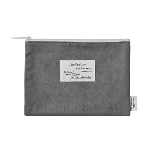 Image of Monolike Archive 247 Faded Flat Pouch, Light Gray - Makeup Bag, Cosmetic Bag, Travel Bag, Toiletry Bag, Organizer, Storage Bag