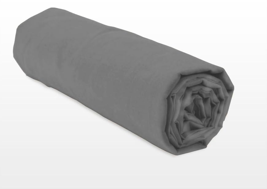100% Cotton Fitted Sheet - 57 Thread Count - Size 180 x 200 cm - Dark Grey - 35 cm Deep Weave - Soft, Breathable, Washable - Image 4