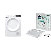Gorenje DE 72 Warmtepompdroger, wit, 7 kg, kreukbescherming & wpro SKS101, wasmachine-accessoire/drogeraccessoire/verbindingsframe met plank 60 x 60 cm