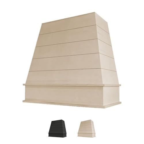 Riley & Higgs Unfinished Wood Kitchen Range Hood Cover, Tapered Front Wall Mount Vent Hood...