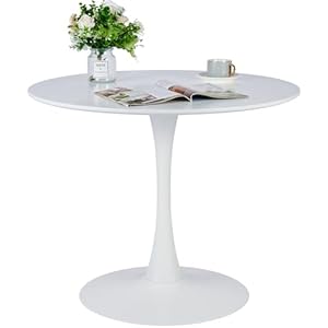 VONLUCE White Round Dining Table,36″ Tulip Table,Kitchen Dining Table for 4 to 6 Person,Modern Dining Table with MDF Table Top & Pedestal Base for Dining Room, Living Room White