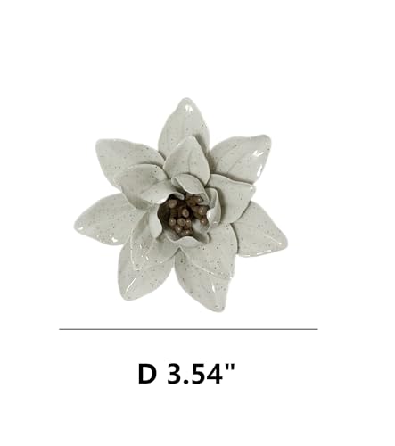 Image of Ceramic Flower Wall Art Decor, Artificial Flower Wall Sculpture,Handmade Ceramic Flowers for Home,Hallway,Living Room, Kitchen,Bathroom (Spotted Color,Magnolia, 3.54 inch)