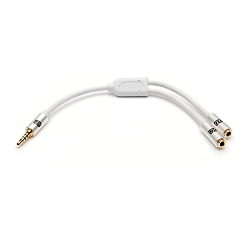 XO, 3.5mm to 2 x 3.5mm Y White Cable, Headphone Mic Audio Y splitter for headsets with separate headphone/microphone plugs - Image 2