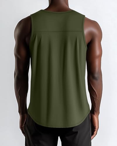 3 Pack Big and Tall Cotton Men's Tank Tops Plus Size Workout Sleeveless Tee Shirts Crew Neck Muscle Shirts L-5XL4