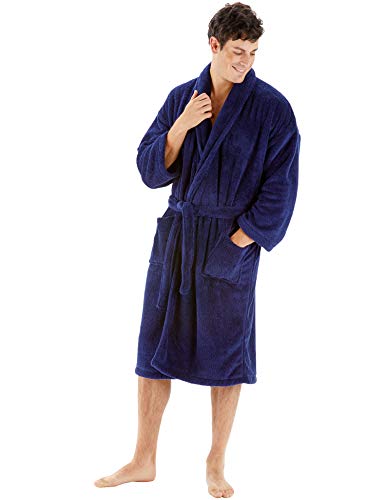 Men's Robe Microfiber Plush Fleece Bathrobe3