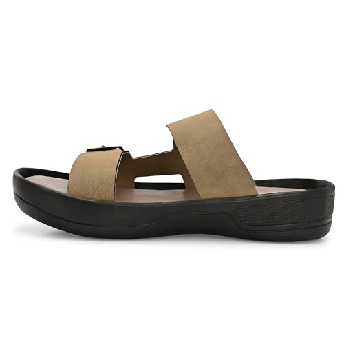Image of KASTAVA KS 117 Comfortable Premium Synthetic Casual Sandals | Adjustable Buckle Closure | Lightweight Everyday Wear Sandals for Men