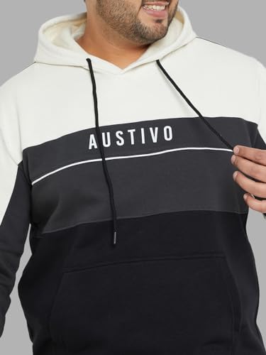 Image of AUSTIVO Men's Multi Full Sleeve Printed Hooded Plus Size Sweatshirt