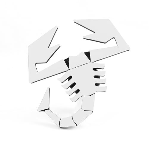 Accessorio Logo Scorpione compatibile con Abarth 500/595/695, Badge per Diffusore Posteriore, Stemma per Fiat Griglia, Emblema Distintivo di Alta Qualità e Durabilità (Bianco)