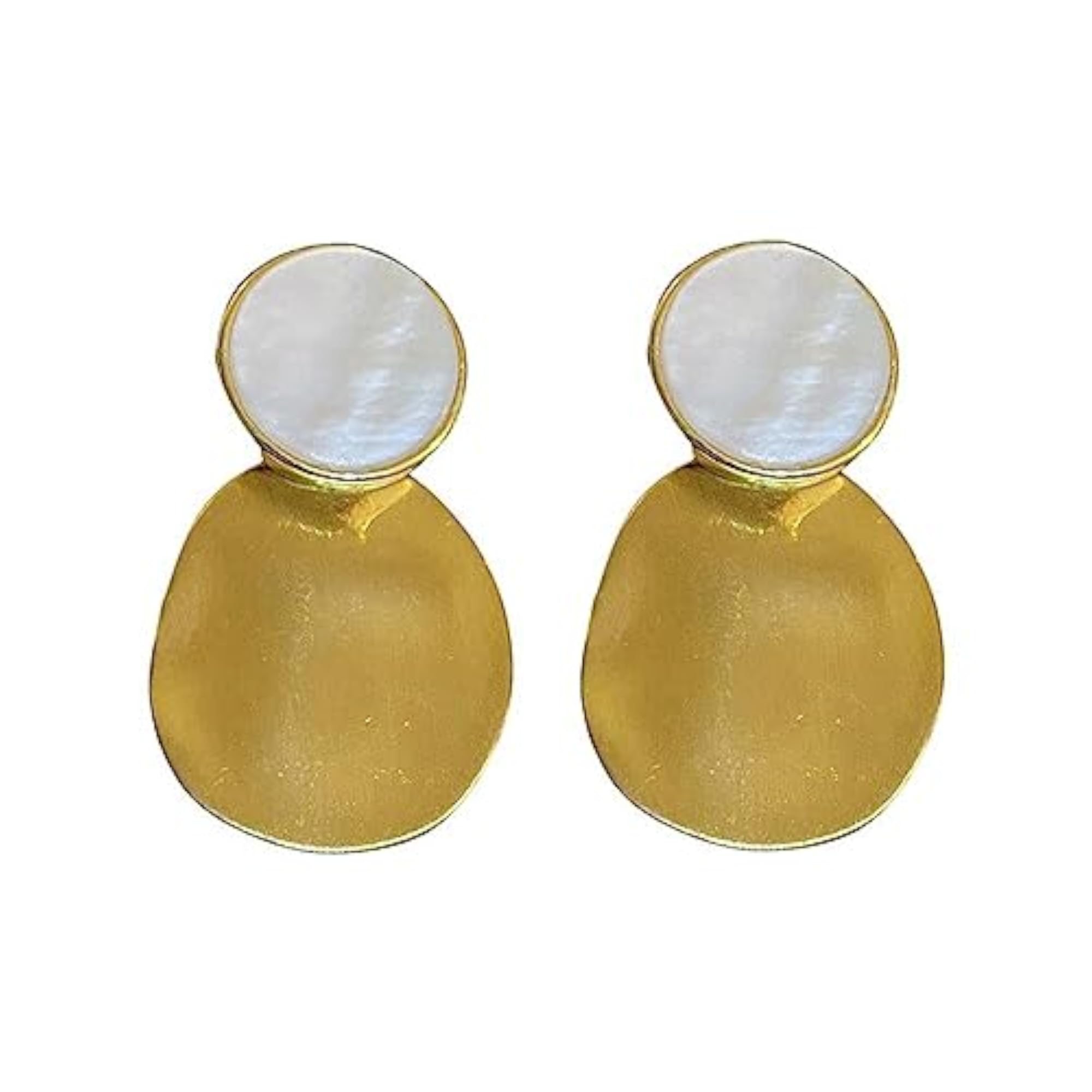 Women's Beaten Matte Finish 18K Gold Copper Drop Earrings