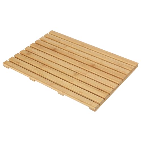 Levede Bamboo Bath Mat Non Slip Wooden Shower Mat Quick Dry Bamboo Duckboard for Bathroom Spa & Sauna Water Resistant Bathroom Floor Mat 53 x 37cm