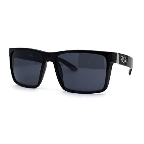 Image of Locs Colored Reflective Black Rectangular Gangster Hardcore Sunglasses