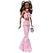 Barbie Deluxe Style Doll #12 in Pink Denim Crop Top with Matching Rose Print Flare Jeans, Wavy Brown Hair, Accessories Like Rose Handbag and Jewelry