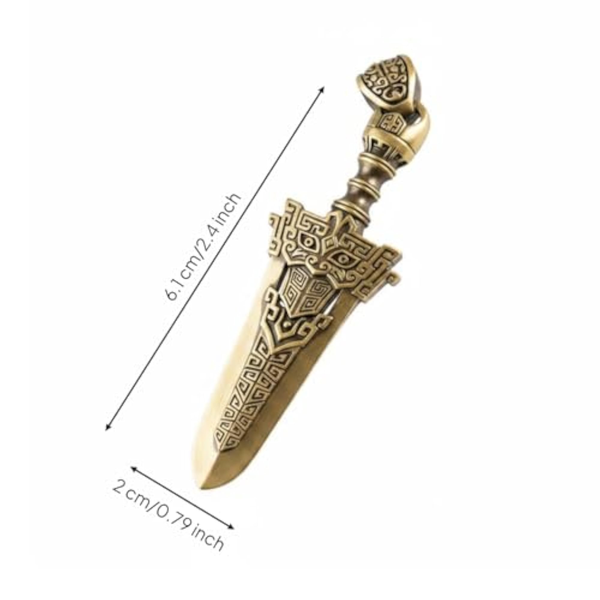 Geometric Engraving Sword Charm Gold Sword Charm-Clasp