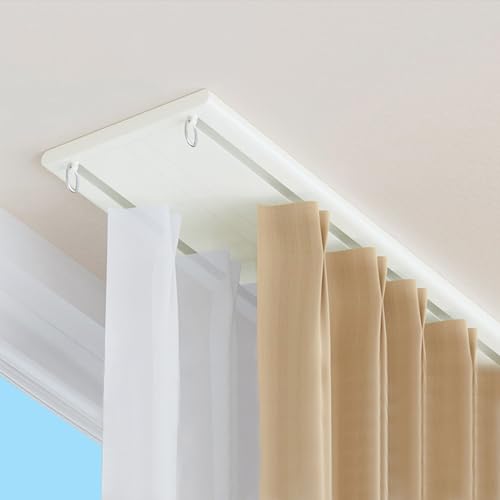 Tringle double plafond avec roulettes silencieuses blanche 4,6m rail douche