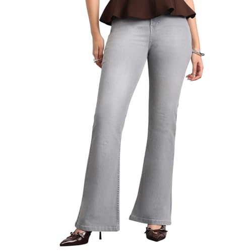 Image of Urbano Fashion Women's Mid Rise Bootcut Washed Jeans Stretchable