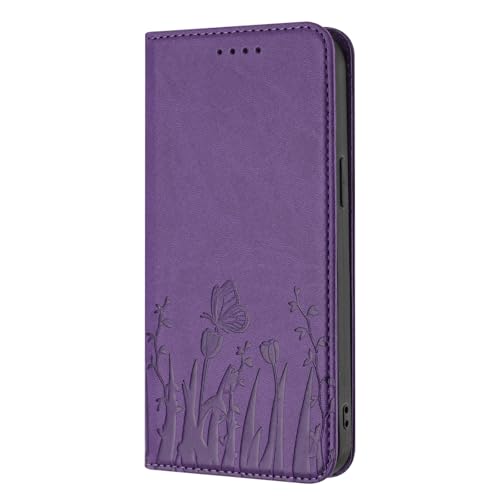 PONRFEKT Funda Cartera para Vivo Y33S 4G / Y21 2021 / Y21S,Funda Libro de Cuero PU con Tarjetero,Cierre magnético,función Soporte y protección antichoques-Morado Oscuro