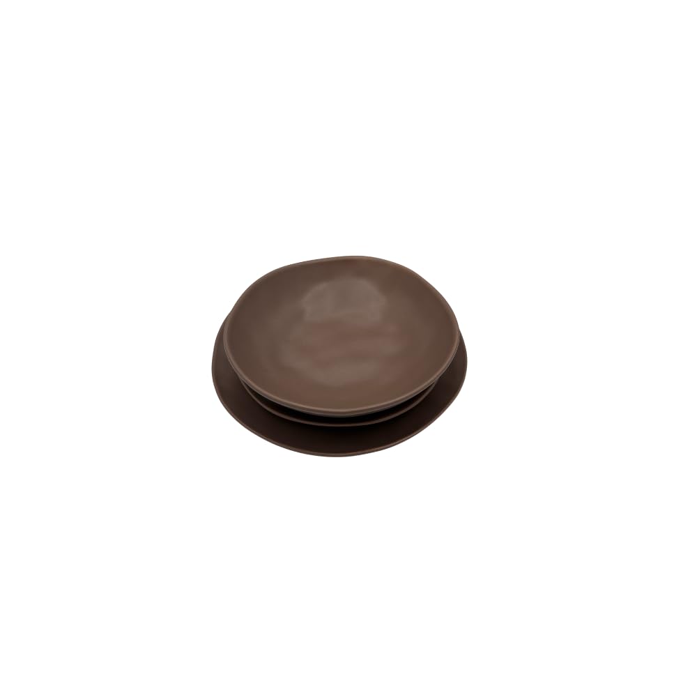 Organic Tortora – Servizio Piatti 18 Pezzi in Stoneware, 6 Persone: 6 Piani 25 cm, 6 Fondi 20 cm, 6 Frutta 20 cm – Finitura Opaca Artigianale – Moderno Nordico – Lavastoviglie e Microonde.