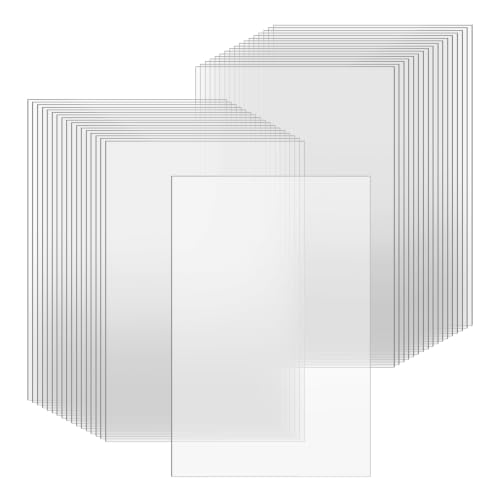 Image of TKOnline 40 PCS Plexiglass Sheets, 4 inch x 6 inch x 0.02 Clear PET Sheet Panels, Clear Acrylic Plastic Sheet for Picture Frame, Invitations, Poster Frames Plastic Board