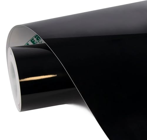 Image of WISDOM High Gloss Black Car Vinyl Wrap Roll Bubble Free Air-Release Self Adhesive Car Wrap for Vehicle Moto Furniture DIY Interior (Black Glossy, 20 Inch X 8 Feet)