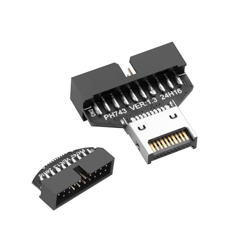 SinLoon Adaptador de cabecera de panel frontal USB 3.0 tipo E a USB 3.0 de 19/20 pines, USB 3.0 tipo E macho a conector frontal macho de 19 pines