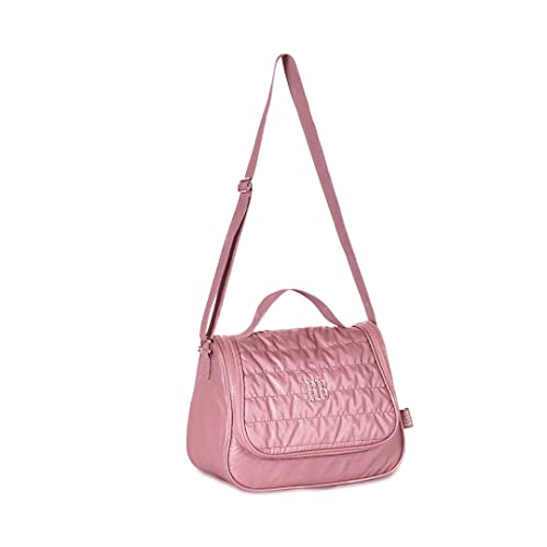 Kit Mochila Estojo e Lancheira Escolar Rebecca Bonbon Metalizada Feminina com Copo Original RB (Rosa