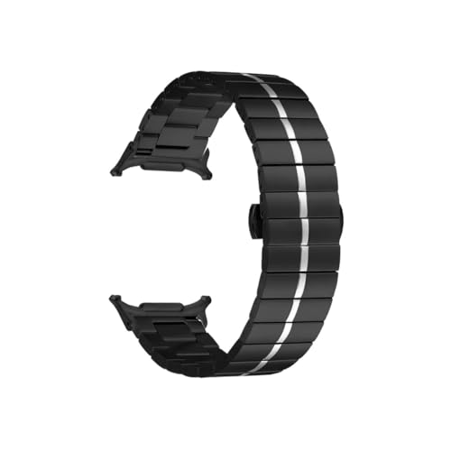 �ɓK������Samsung Galaxy Watch 7 Ultra 47mm/ 8/44mm/ 40mm/ 8Classic 46mm�ɓK�����郁�^���X�e�����X�X�`�[���X�g���b�v(Black silver,For Watch7 Ultra 2 47mm)