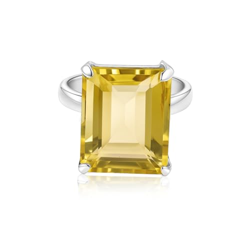 Anillo de plata de ley 925 con montura de citrino natural para mujer, hecho a mano, Piedra preciosa., Citrino