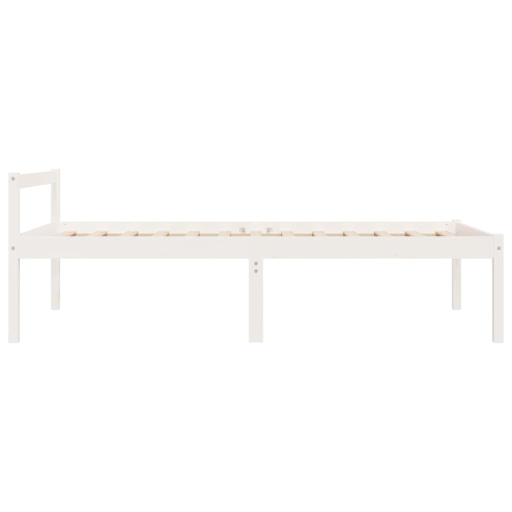 Massivholz Kiefer Seniorengerecht 45cm Sitzhöhe Stauraum Weiß 90x190 cm | Seniorenbett Weiß 90x190 cm Massivholz Kiefer Bettgestell mit Kopfteil Stauraum Hohe Einstiegshöhe