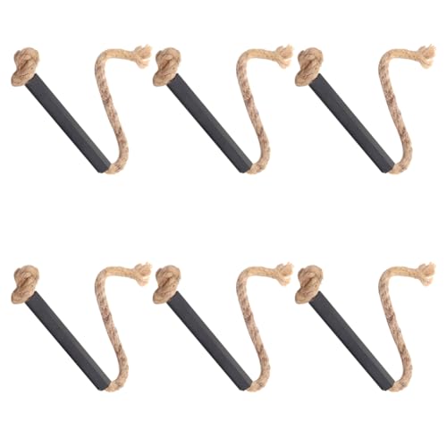 6 Pieces Fire Tinder Rope Tinder Fire Starter Rope Survival Wick Hemp Cord Tinder Waterproof Tinder Wick Rope with Metal Tube Sleeve for Fire Starting Camping Hiking Trekking(Black, 35cm)