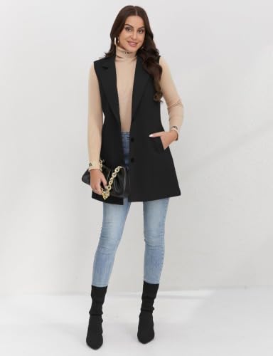 Image of IDEALSANXUN Plaid Vest for Women Fall Winter Sleeveless Blazer Jackets