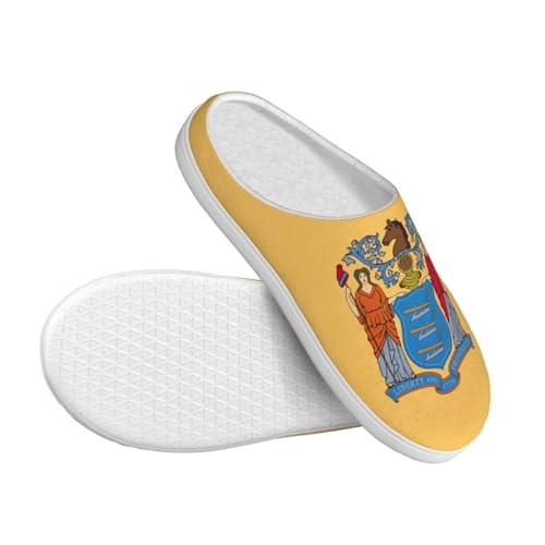 Cozy Flag of New Jersey print Slippers Indoor and Outdoor Fuzzy House Shoes Anti-Skid Sole Gifts for Women Indoor Scuff3