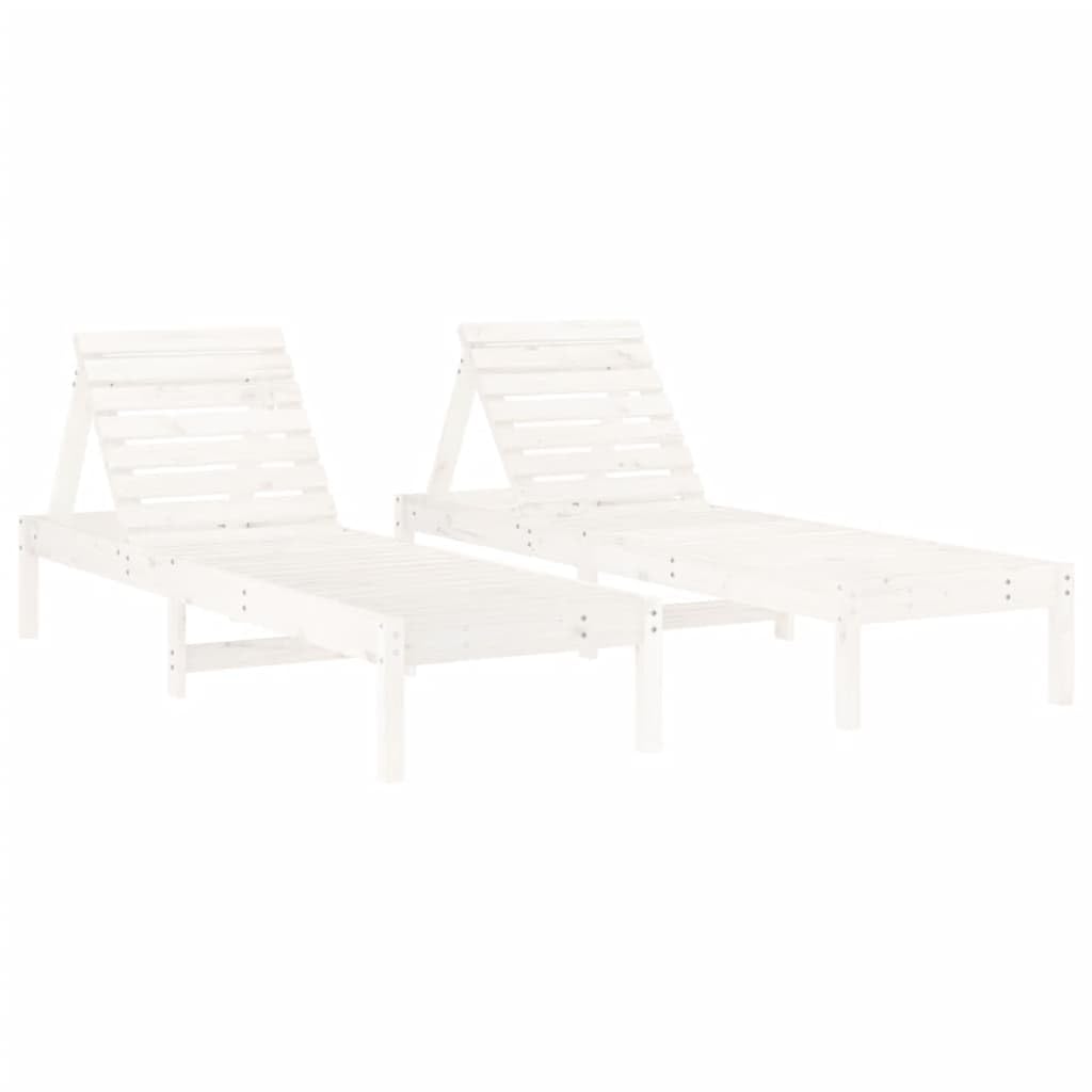 vidaXL Tumbonas 2 uds, Sillones con Respaldos Ajustables, Tumbonas de Listones, Asientos para Piscina Jardín Patio, Madera Maciza de Pino Blanco