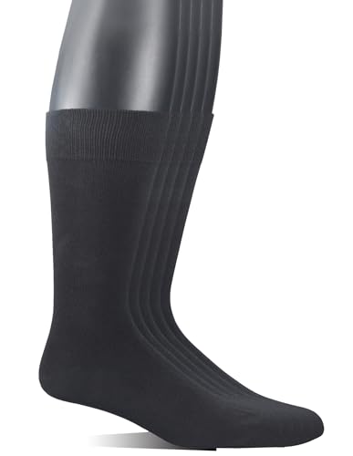 Yomandamor 5 Pairs Men's Bamboo Rayon Mid-Calf Dress Socks with Arch Support & Stretch Cuff,10-13