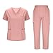 Scrubs for Women Set Stretch V-Neck Scrub Top and Pants Medical Uniform with Multi Pockets Elastic Waistband Unisex