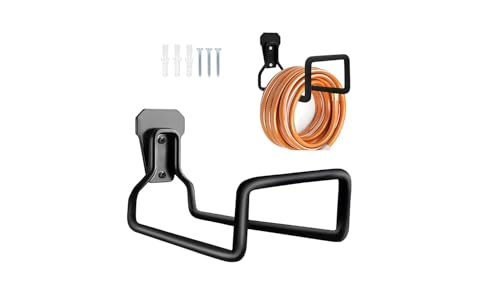 Image of EIDER 1 Pcs Hose Holder Stand Wall Mount, Heavy Duty Garden Hose Hanger Reel, Metal Water Pipe Tube Hooks Rack for Outside Yard, Garage, Storage Organizer (Hose 001)