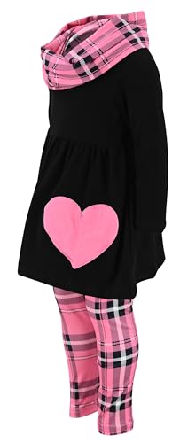 Image of Unique Baby Girls Kids Toddler 3pc Outfit Set Long Sleeve Soft Knit Tunic Top Leggings and Scarf