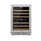 Mini 46 Bottles Compressor Wine Cooler Refrigerator, Thor Kitchen 24 Inch Unercounter Dual Zone Wine