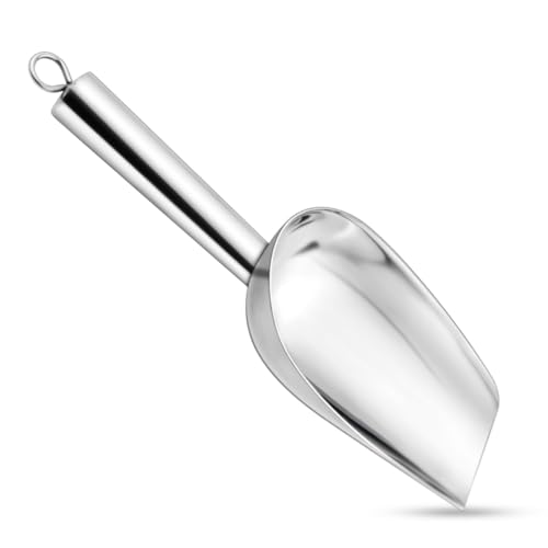 Stainless Steel Ice Scoop Metal Scoop for Candy Pet Food Flour Coffee Beans Sugar Kitchen Ice Scooper for Ice Maker Dishwasher Safe Small Food Scoops for Bar Party Wedding Utility Scoops (Silver)