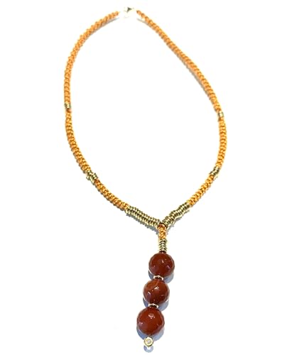 Collier ras du cou cornaline 44,5 cm sans métal
